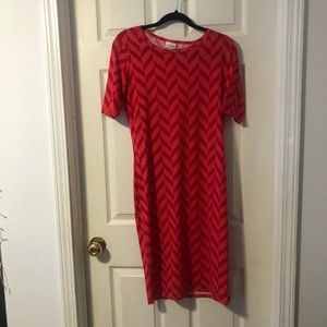 Pink Chevron midi dress